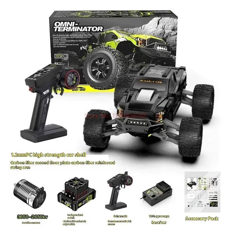 Rlaarlo 1/10 All-Around Terminator Remote Control Vehicle Rc Brushless Four-Wheel Drive Off-Road Vehicle Model Toy Boy Gift