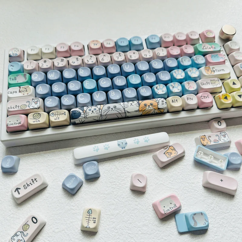 Imagem -04 - Gato e Mouse Handle Keycap Conjunto para Teclado Mecânico Pbt Dye-sublimação Russo Japonês Coreano Xda Gx87