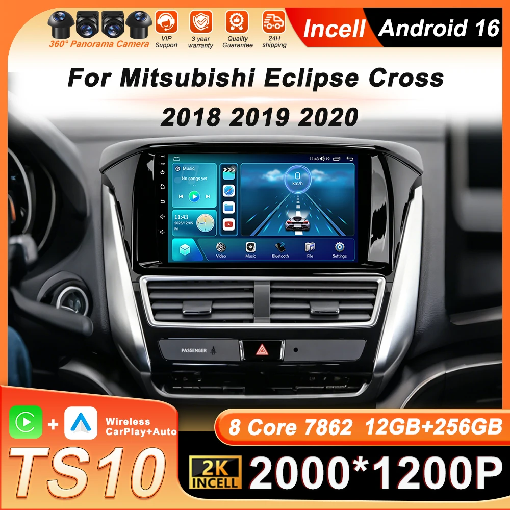 

Автомагнитола Android 16 для Mitsubishi Eclipse Cross 2018-2020 с GPS-навигацией, беспроводным CarPlay, Android Auto, Bluetooth, 8-ядерным процессором и 4G