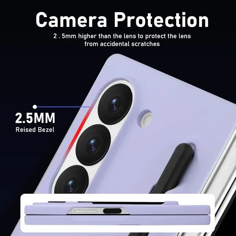 جراب غير لامع نحيف بلون نقي مع واقي شاشة مدمج ، غطاء لهاتف Samsung Z Fold 6 ، Galaxy Z Fold 5 ، حامل أقلام PC