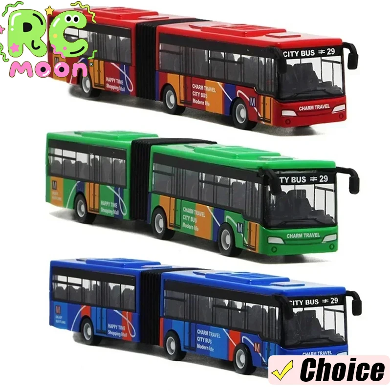 Simulation Alloy Mini Double Section Bus Inertia Pull-Back Car Model Diecast Vehicle for Boys Girls Children Toy Xmas Kids Gifts