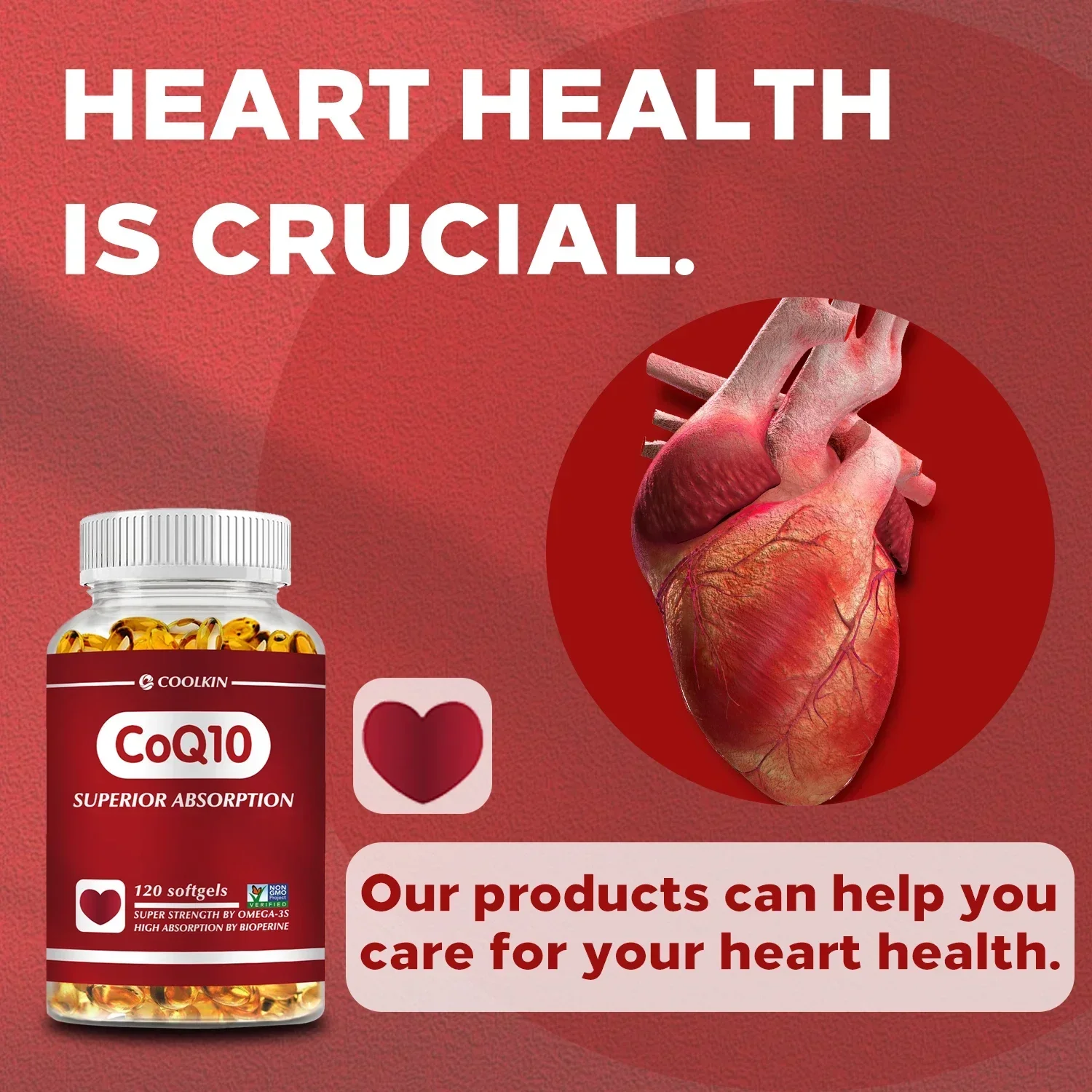 CoQ10 - Antioxidant Support for Brain, Supports Eye, Skin and Brain Health, Non-GMO