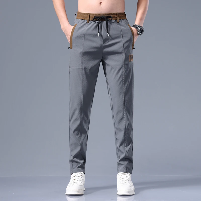 Men\'s Pants  Summer New Black Gray Thin Business Casual Golf Pants Outdoor Elastic Breathable Straight Leg Sweatpants