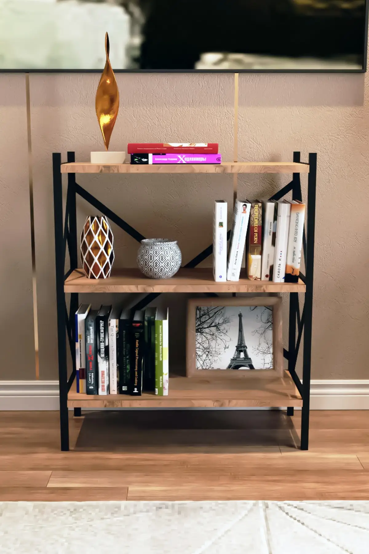 Rak Buku Logam 3 Rak Buku Arsip Rak Buku Dekoratif Rak Buku Kantor Rumah Rak Kenari