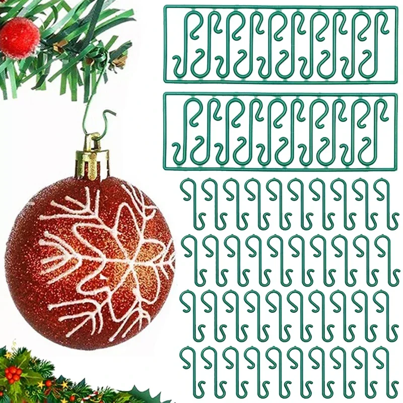 10/100Pcs S-Shaped Hooks Christmas Tree Ball Pendant Hanging Ornament Plastic Hook Hanger Home Navidad New Year Party Decoration