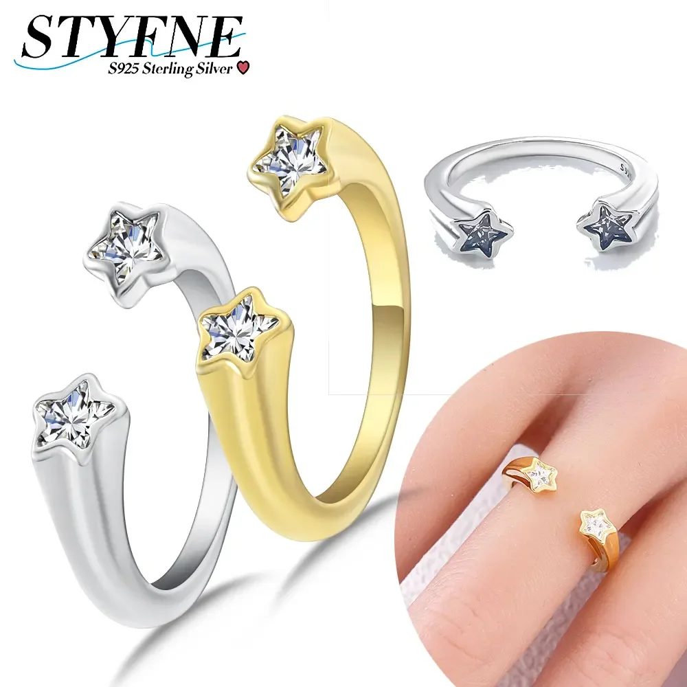 New 925 Sterling Silver Two-color Sparkling Shooting Star Open Original Ring for Women High-end Boutique High-end Jewelry Gift