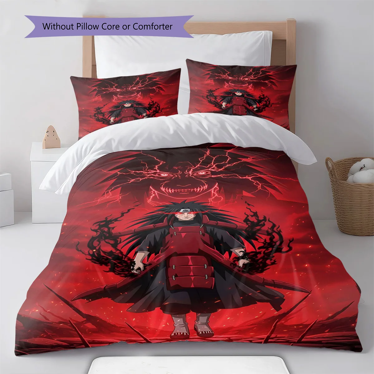 Naruto Magical Glow Battle Bedding Set Anime Duvet Cover Polyester Soft Bed Linen Bedroom Set -QJY