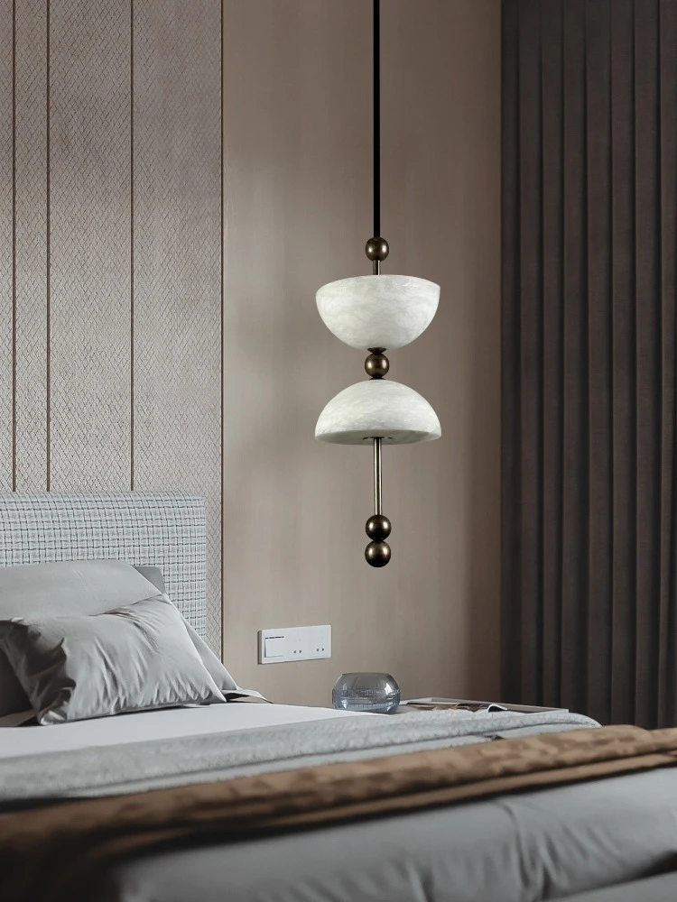 Vintage Spanish Marble Pendant Light French Luxury Double Layer Chandeliers For Bedroom Bedside Dining Room Bar Hotel Room Decor