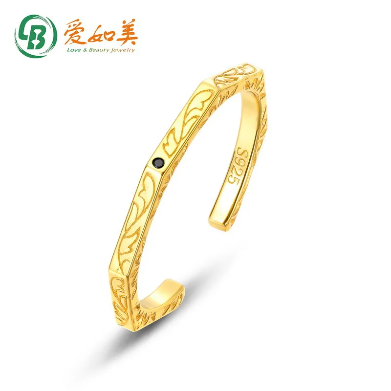 

Простое кольцо с геометрическим рисунком в стиле ретро, золото 18 карат, платиновое посеребрение PT950, 7-слойное золотое кольцо, модное и красивое