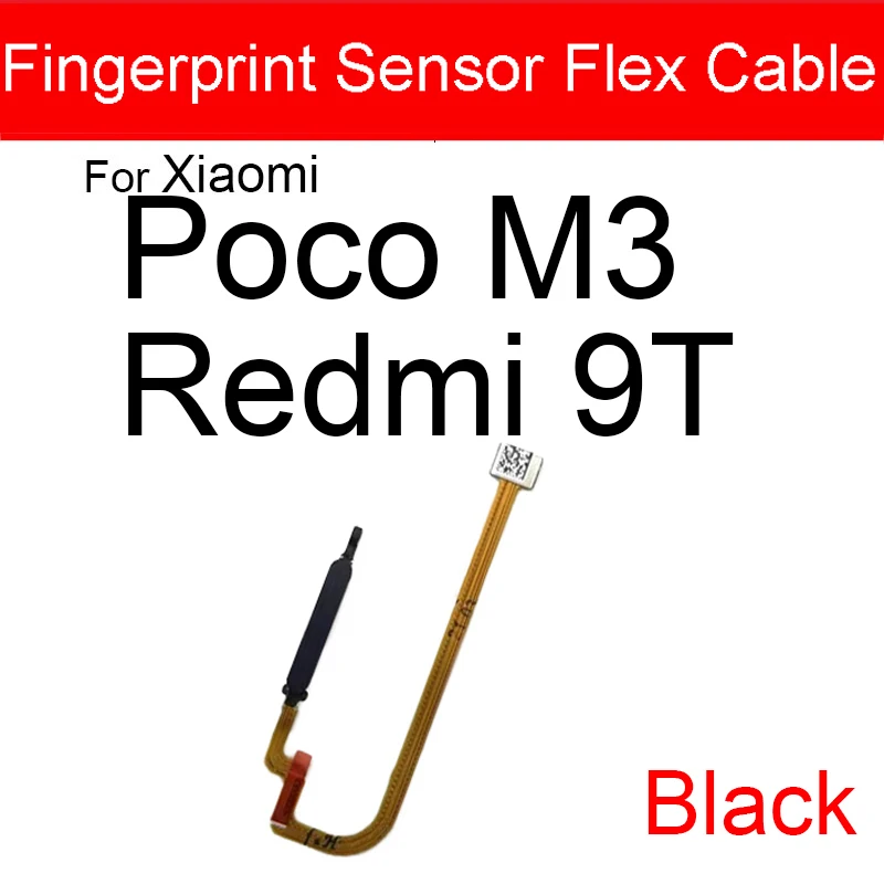 Fingerprint Home Sensor Flex Cable For Xiaomi Poco M3 M2010J19CG M2010J19CI For Redmi 9T Touch Connect Fingerprint Power Button