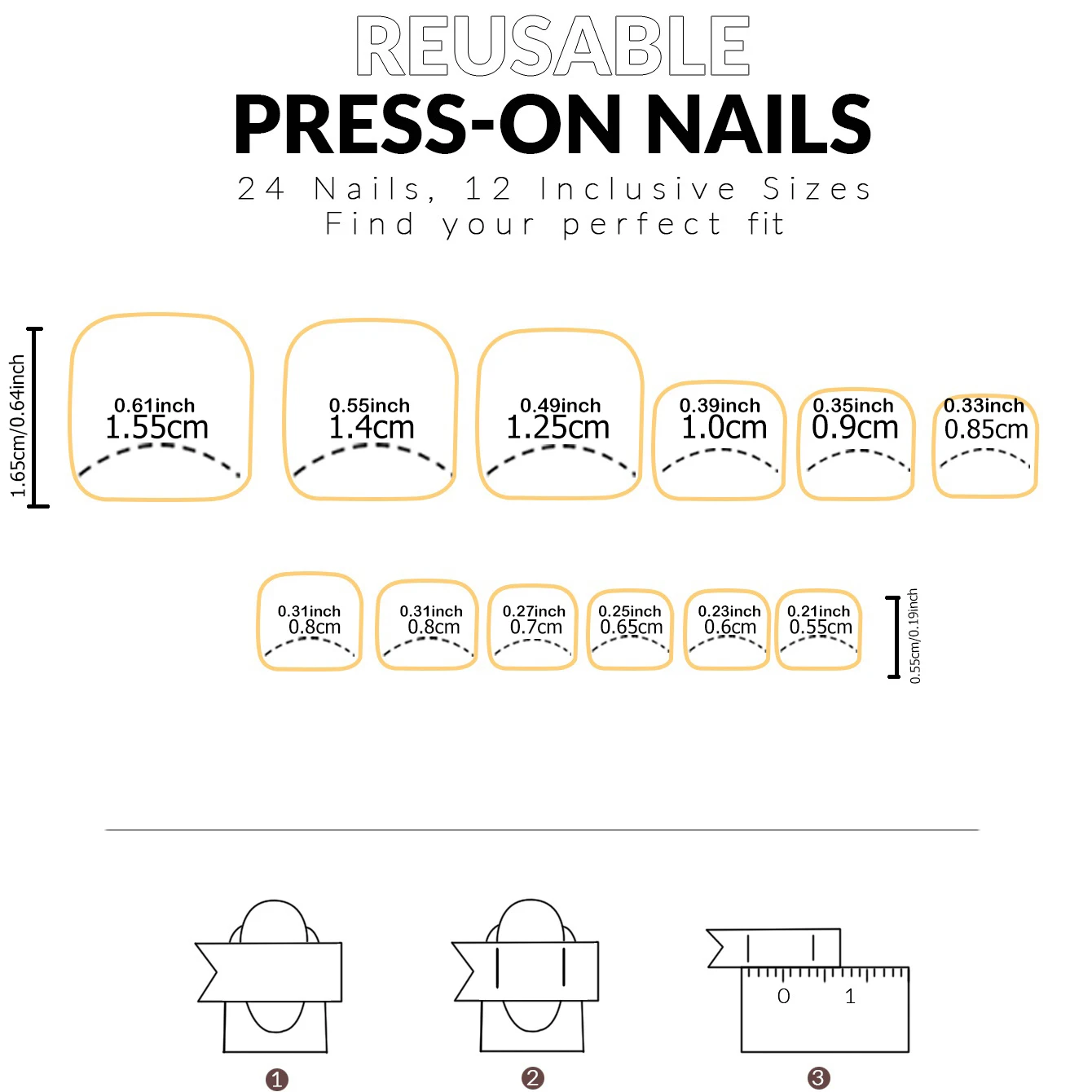144 pièces/6 ensembles-ongle faux bord français blanc naturel-carré conception différente pressé acrylique faux ongle