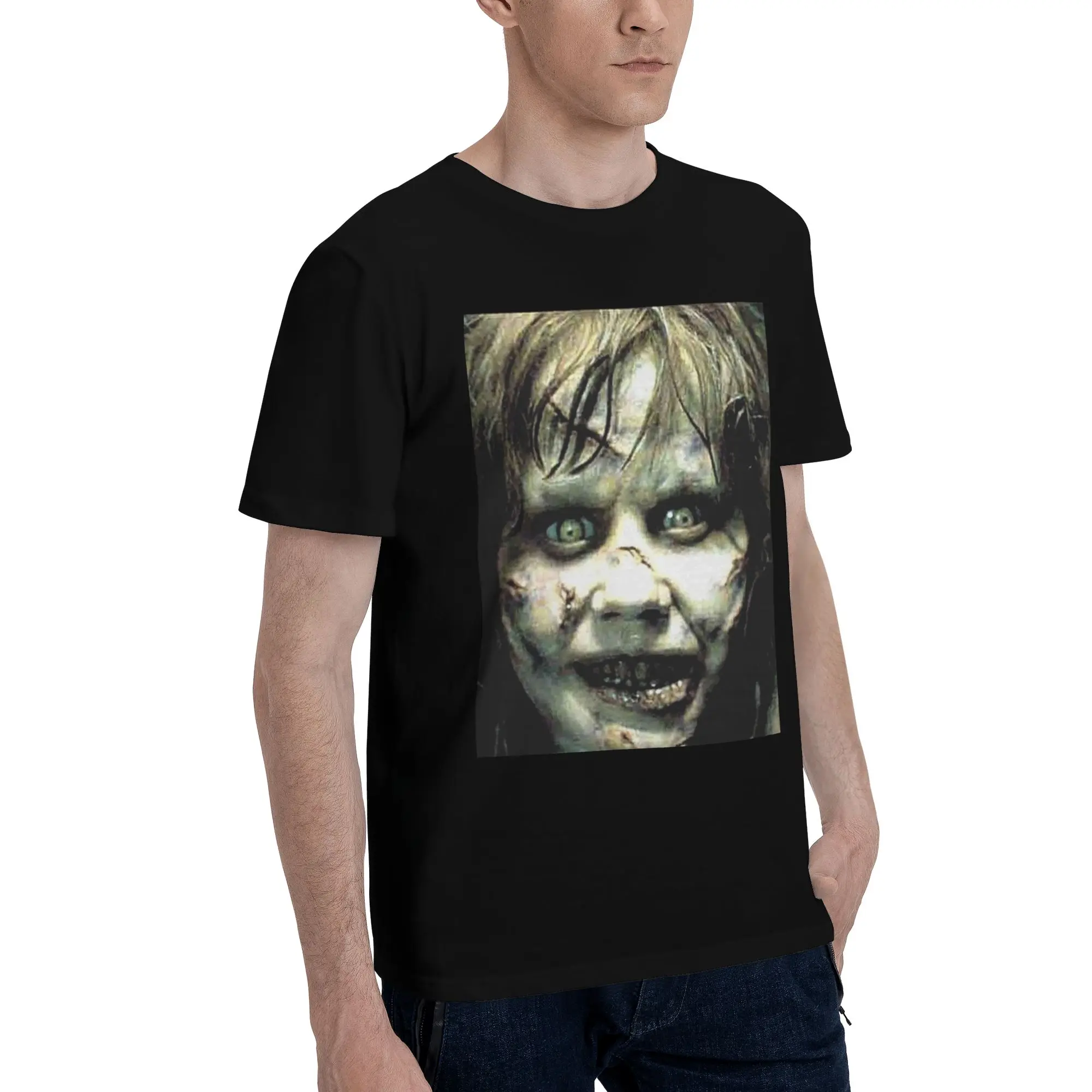 

Мужская футболка из фильма ужасов «Экзорцист» больших размеров, мужские хлопковые футболки с круглым вырезом, короткие летние мужские футболки