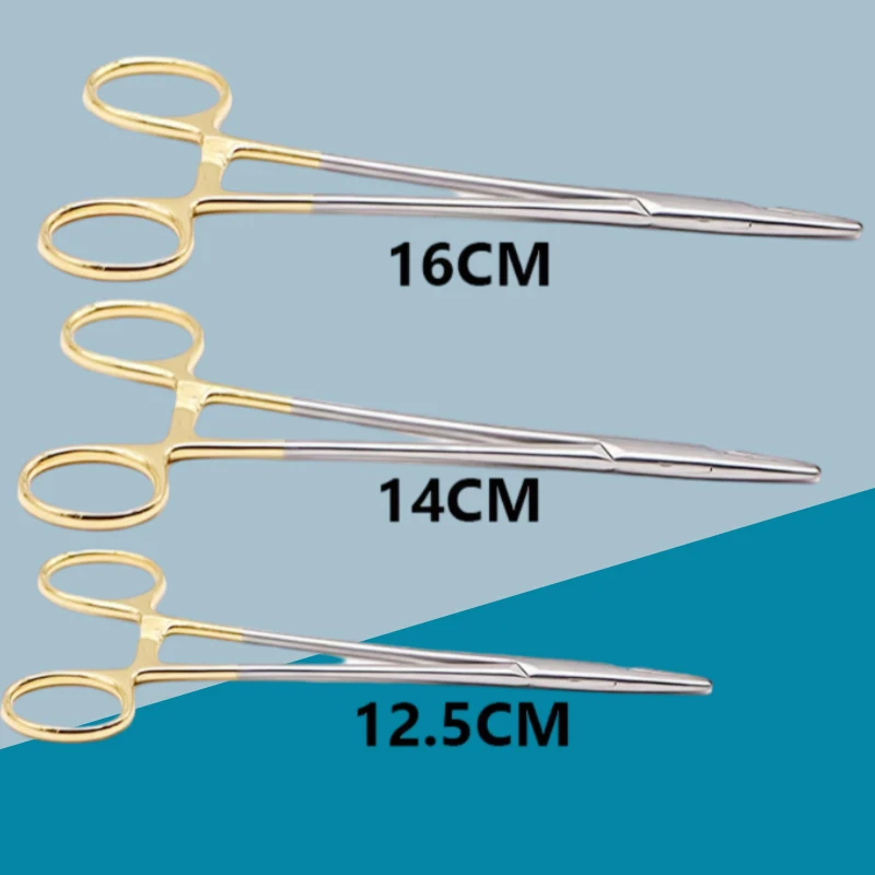 Gold Dental  Plated Handle Needle Holder Pliers Stainless Steel Orthodontic Forceps Surgical Instrument Dentist Tool