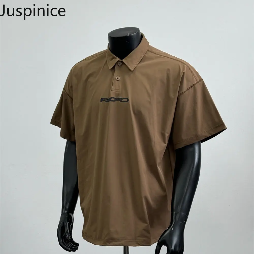 

Juspinice Summer Korean Fashion Plus Size Men's New Short Sleeved Top Loose American Letter Printed Shirt Male Clothing