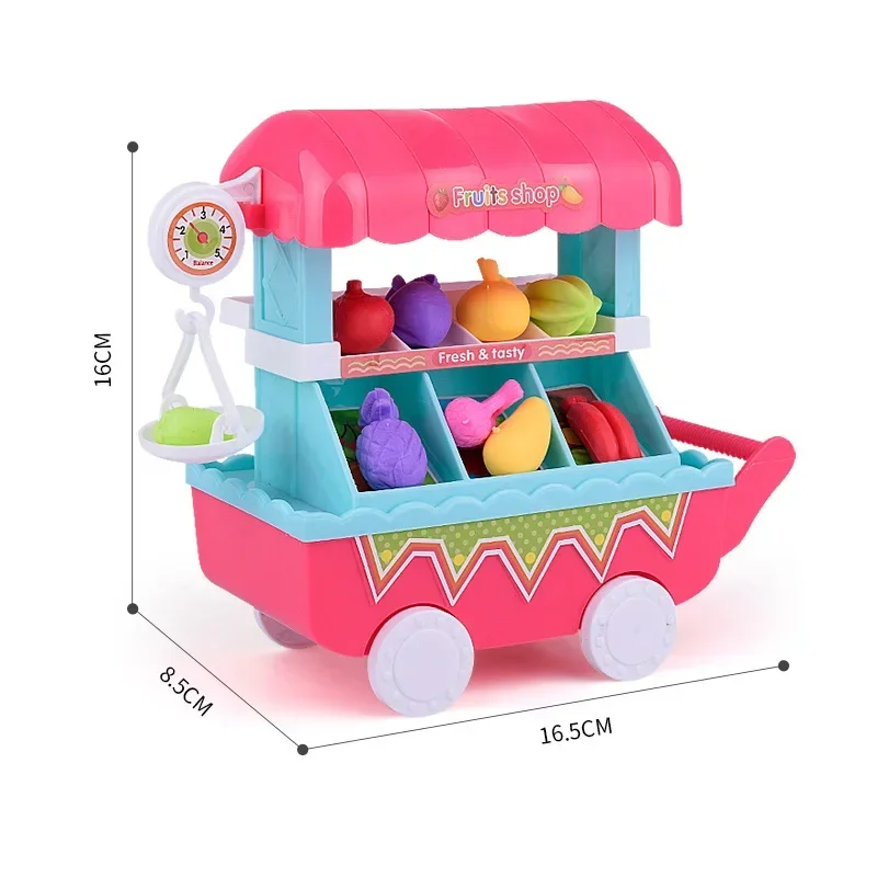 Coolplay Simulation Mini Music Vegetable Shopping Cart Children Play House Trolleys Toys Mini Trolleys Fruit Vegetable Cookware