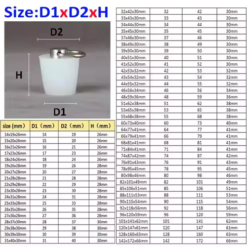 Conical Silicone Plugs With D Ring Waterproof Sealing Cover High Temp Hole Stopper For Bottle/Fish Tank/Barrel - Image 2