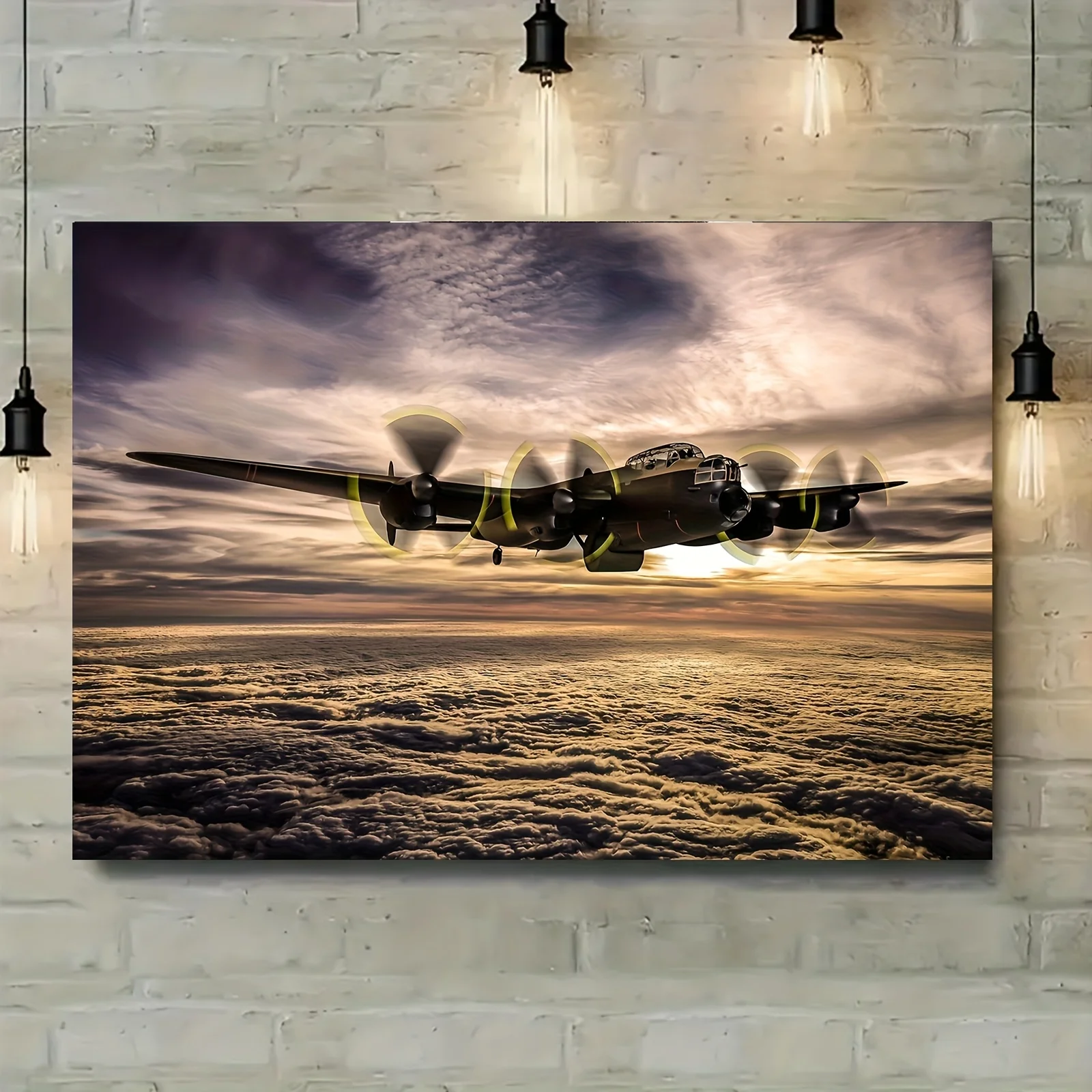 Room Decor,  Propeller Plane Canvas Print, Frameless Aviation Wall Art, Home & Office Decor, Gift for Aviation Enthusiasts