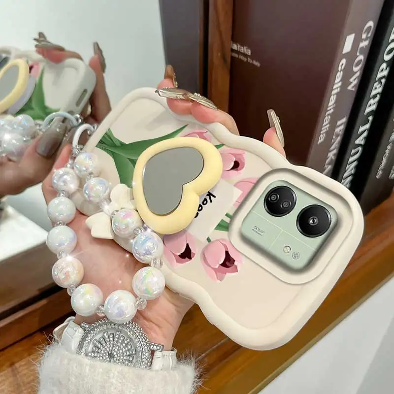 

3pcs( Stay happy Phone Case+Lanyard+Stand) For Redmi 13C/14R/15C/13/14C Phone Case