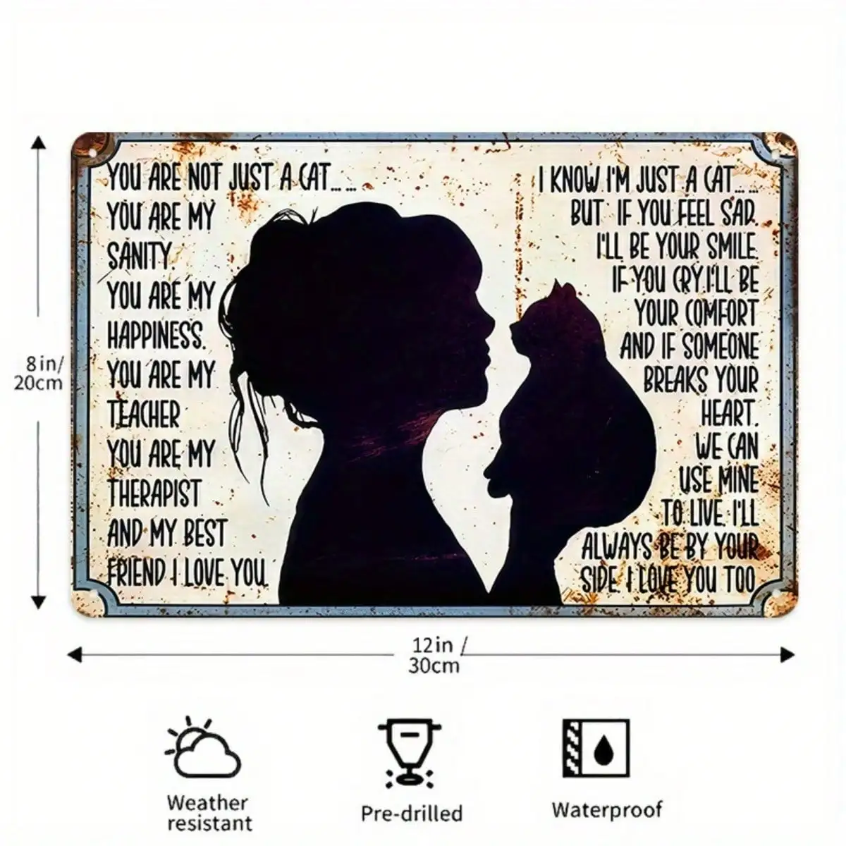 قطعة واحدة من لافتة القصدير أنت لست مجرد قطة - فن مضحك لمحبي الحيوانات الأليفة للمنزل/المكتب، 8 × 12 بوصة/20 × 30 سم