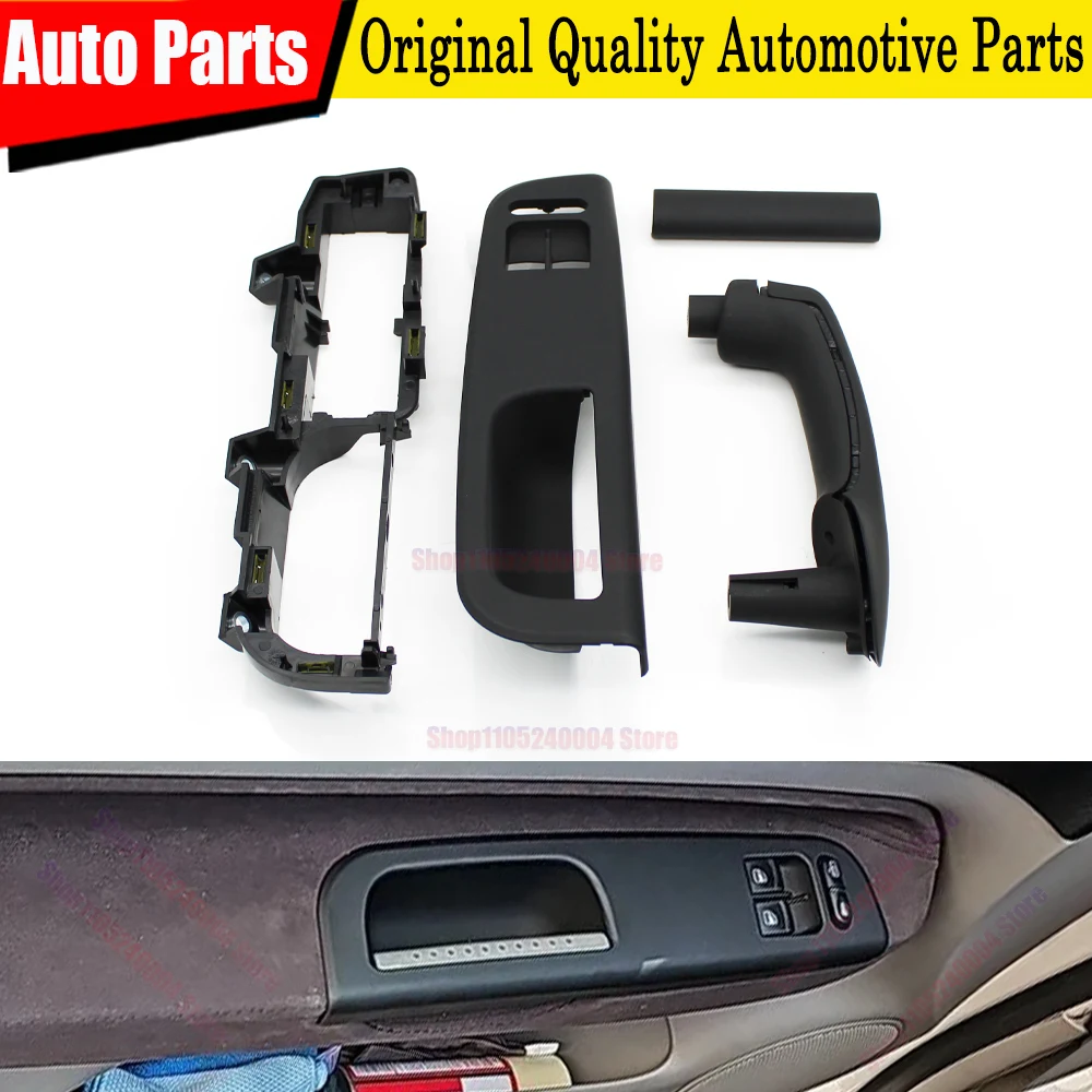 2 4PCS Door Interior Window Switch Panel Bezel Trim And Door Pull Grab Handle For VW Bora Golf 4 MK4 Jetta Passat 1999-2004