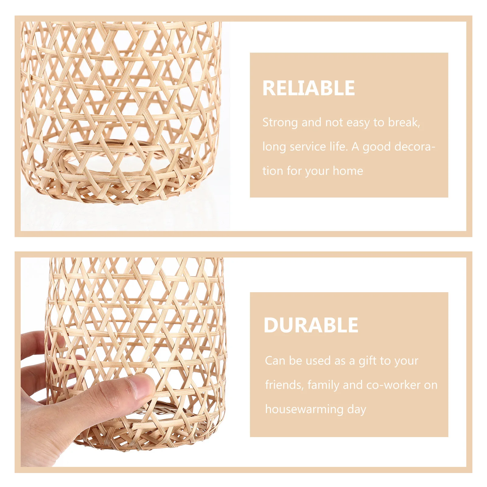 

Handmade Bamboo Woven Lampshade Vintage Chandelier Cover Home Decor Artistic Aesthetic Easy Install Simple Lampshade