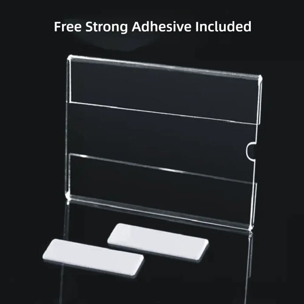 10PCS/Set New Acrylic Price Tag Holder Transparent Self Adhesive Label Sign Shelf Name Card Holder Retail Stores