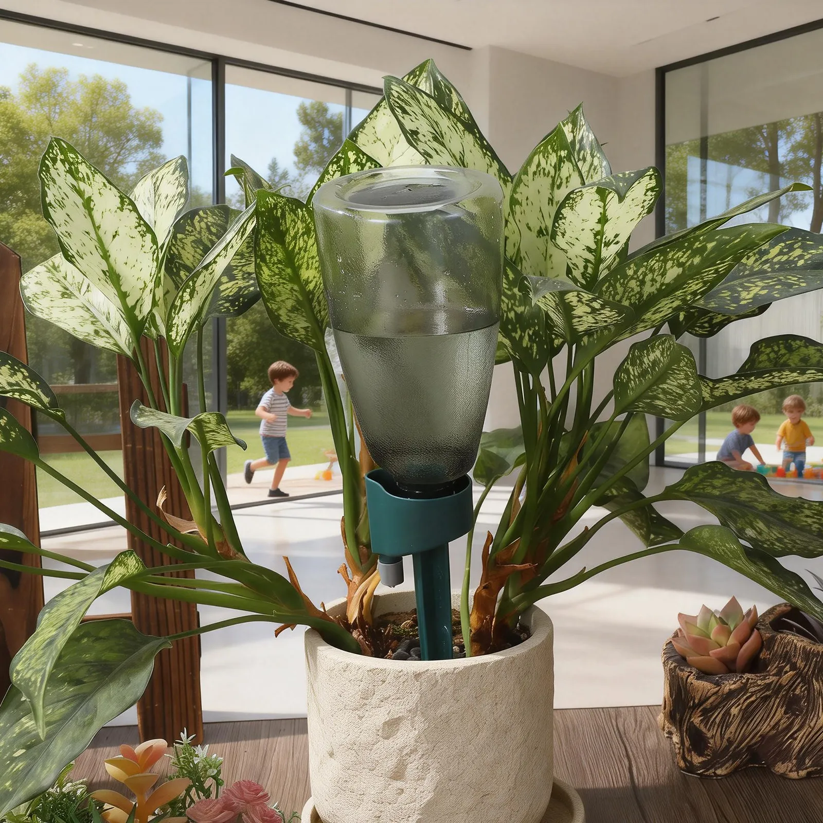 

4Sets Automatic Watering Spikes Plant Self Watering Devices Adjustable Drip Rate No Leakage Universal Fit for Garden Pots