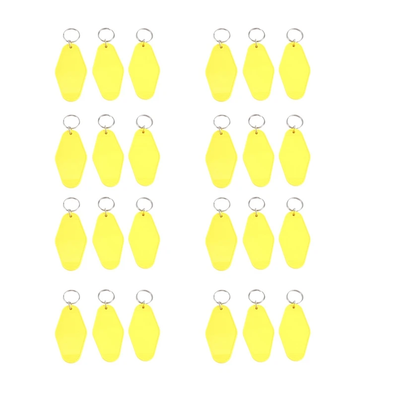 24 Pcs DIY Blank Hotel Keychains Heat Transfer Blank Keychains Bulk Sublimation (Yellow)