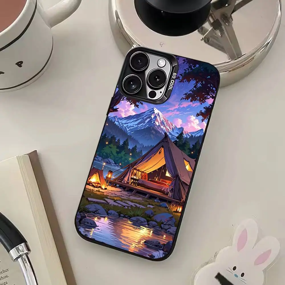 Mountain wild camping Phone Case For iPhone 17,16,15,14,13,12,11 Plus,Pro Max,Colored Silver Phone Case