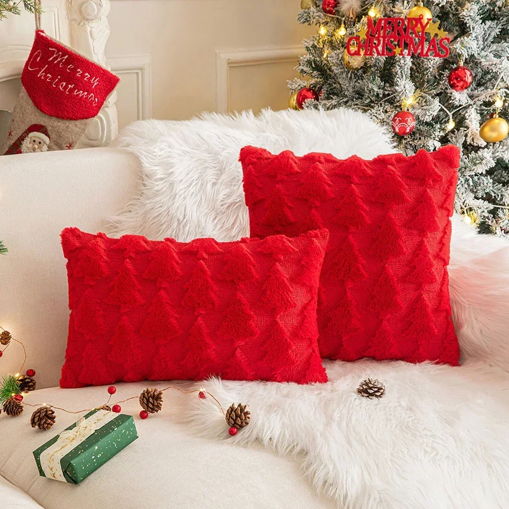 Multi-Size Throw Pillow Cover Plush Christmas Tree Decoration Core Not Included Christmas Home Decoration Products