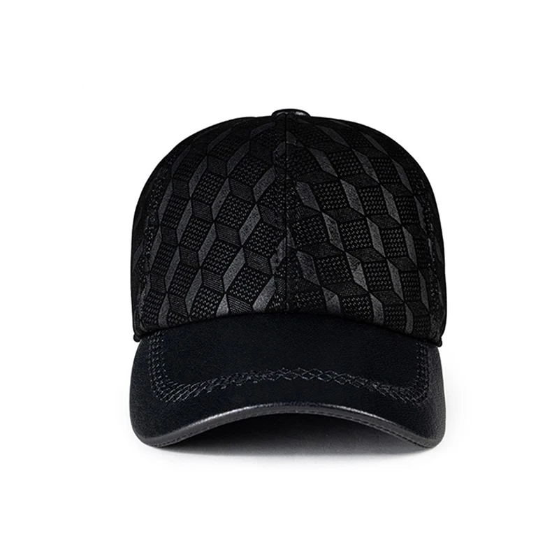 Deluxe Winter Genuine Leather Man Hat Male Duck Tongue Sheep Skin Outdoor Leisure Baseball Caps Fashion Crocodile Pattern