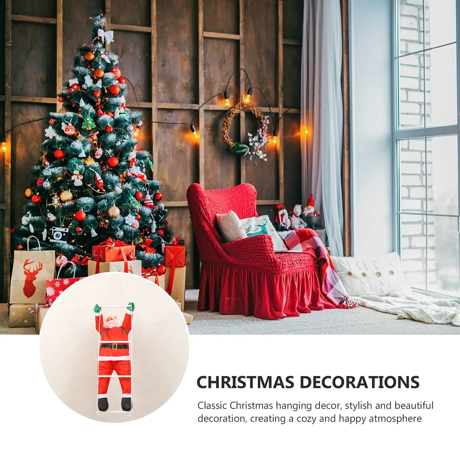 1Pcs Santa Claus Climbing Ladder Christmas Hanging Decor Pendant Xmas Ornament for Festive Home Party Santa Claus Decor
