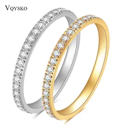 Full Small CZ Zircon Channel Setting Stainless Steel Engagement Rings for Women