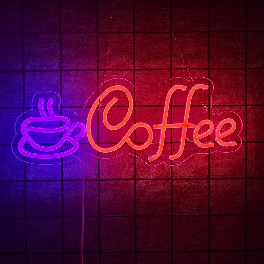 علامات النيون من سلسلة القهوة، تستخدم لديكور إضاءة الحائط، تعمل بمنفذ USB، والمقهى، ومصابيح حائط للأعمال في المطاعم، وسهلة التعليق.