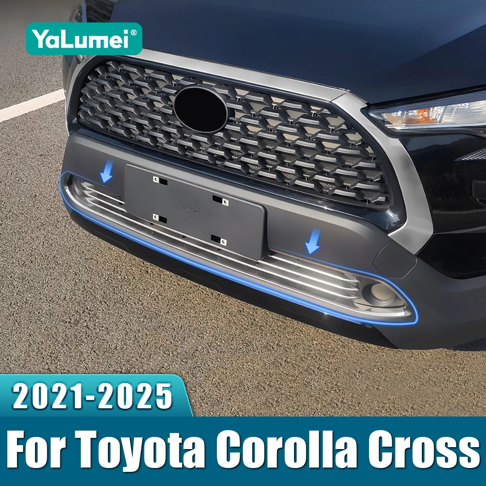 

Stainless Car Front Bumper Decoration Cover Trim Strips Accessory For Toyota Corolla Cross XG10 Hybrid 2021 2022 2023 2024 2025