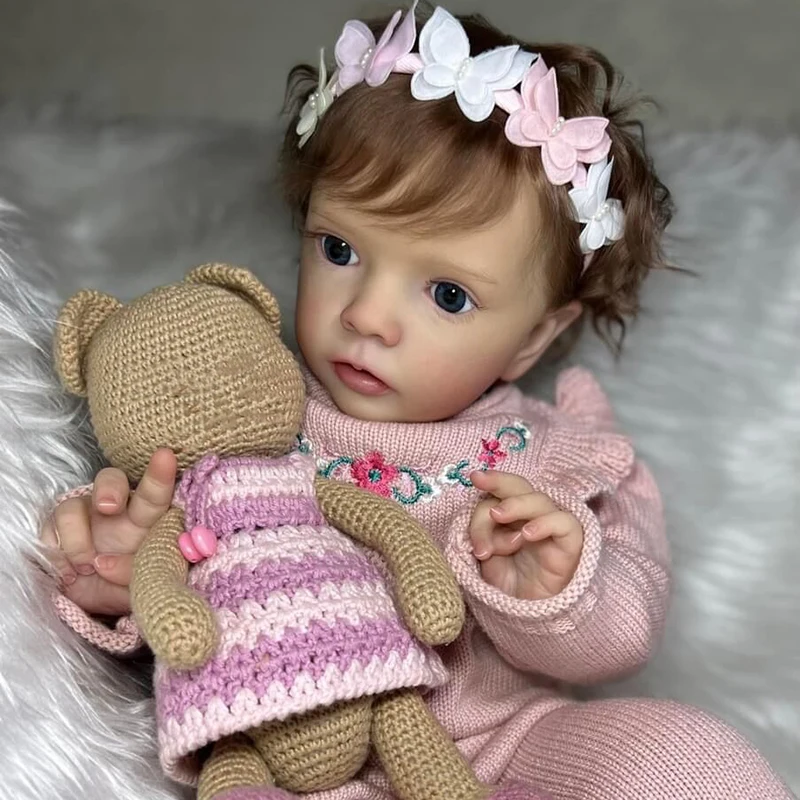 

24inch High Quality Already Finished Painted Handmade Doll Reborn Baby Missy Lifelike Soft Touch 3D Skin Visible Veins Root