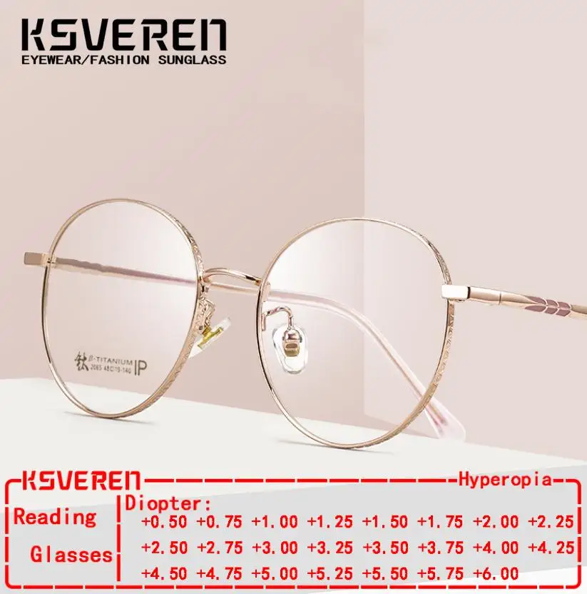 

Fashion Men Women Vintage Comfortable Round Titanium Reading Glasses Optical Prescription Glasses Frame 0 +0.5 To +6.0