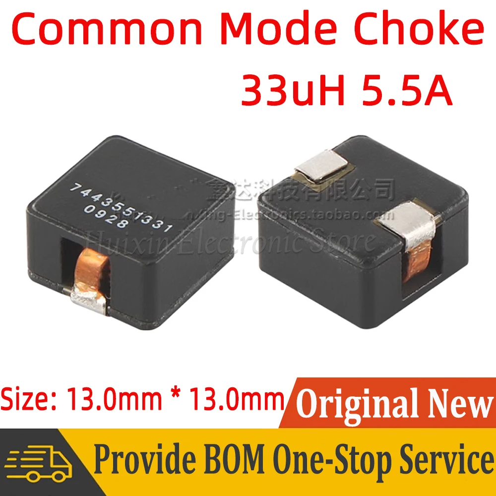 

2pcs SMT Molding Common Mode Choke Flat Copper Wire Coil Power Inductor Inductance 33uH 5.5A High Current Magnetic Ring