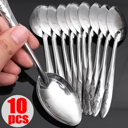 5/10Pcs Stainless Steel Spoon Silver Mirror Polished Scoop Soup Rice Fresh Fruit Salad Ice Cream Home Kitchen Tableware Tools