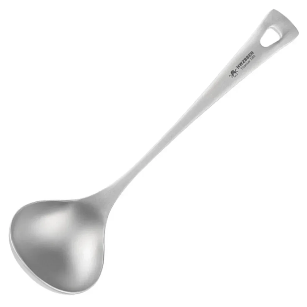 

Ti Long Handle Ladle Soup Spoon Thickeness Tableware Porridge Stew Sauce Deep-bowled Ladle Scoop Kitchen Cooking Utensils