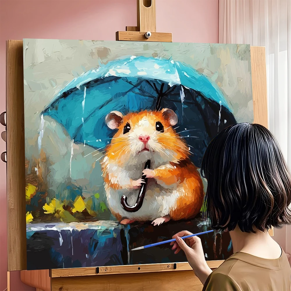 DIY 数字による油絵ハムスター動物デジタル油絵傘芸術と工芸 - Art Craft Umbrella のレビューと価格