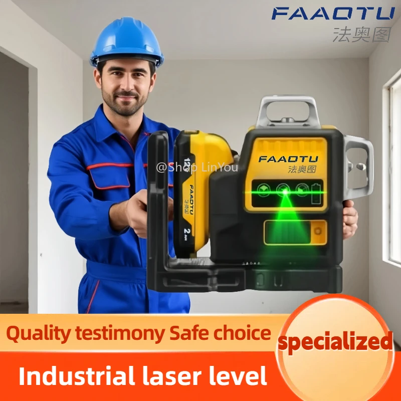 FAAOTU 089LG 3 Seiten * 360 Grad vertikale Linien Laser Level Horizontal 12 V Lithium-Batterie Grünes Licht Level Meter Outdoor