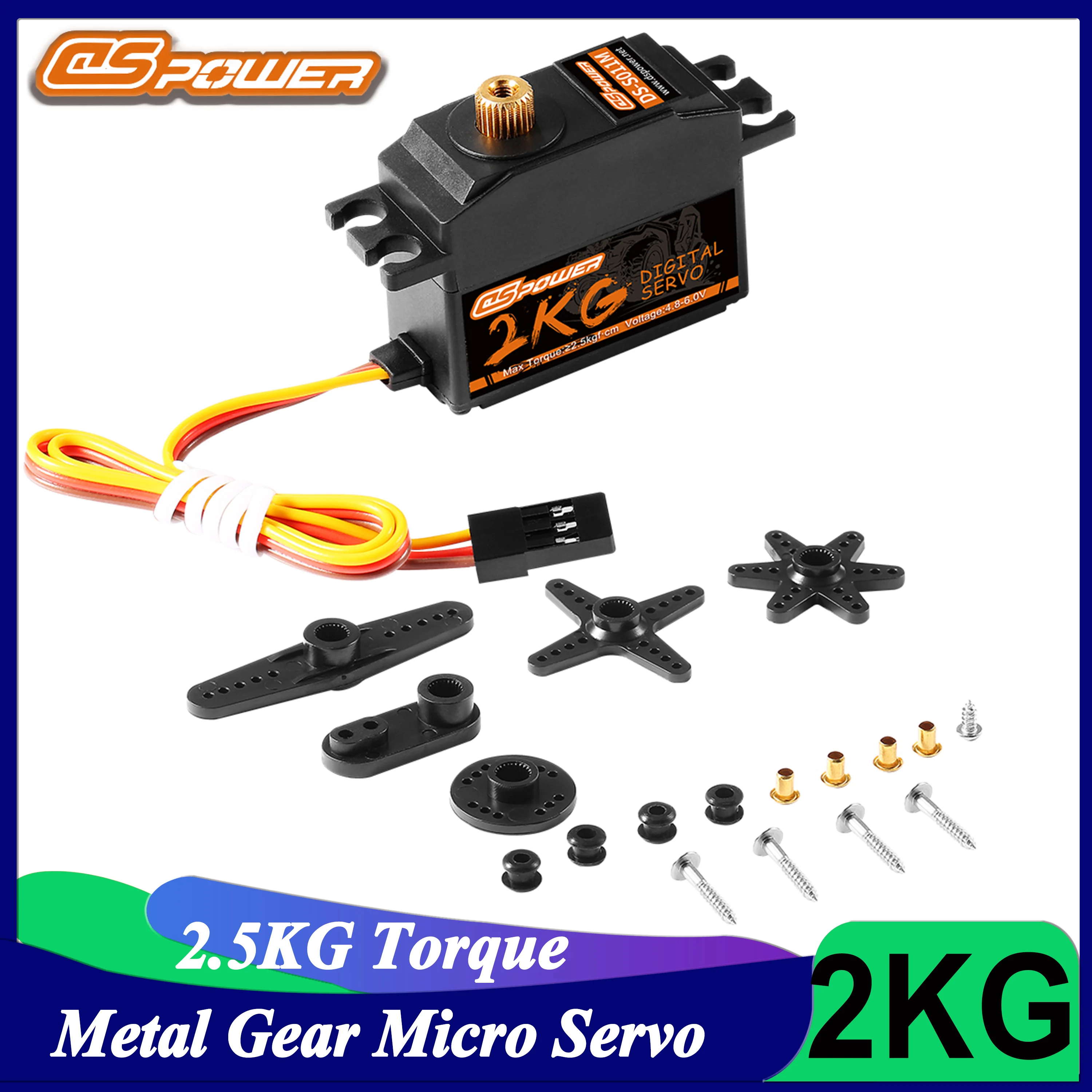 

DSPOWER 2KG Metal Gear 2.5kg Torque Micro Servo for 1/12 1/14 RC Car Airplane Fixed-wing Helicopter Wltoys 144001 12428 MN128