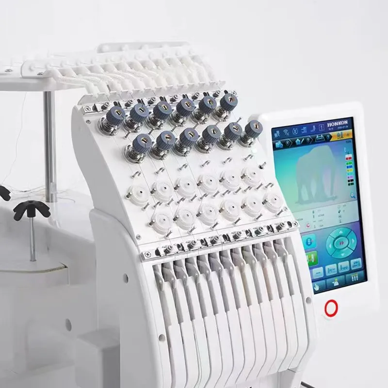New HK-1201 High-Speed 12-Needle Single Head Computerized High-Accuracy 500W 200x300mm Embroidery Machine Bearing Motor
