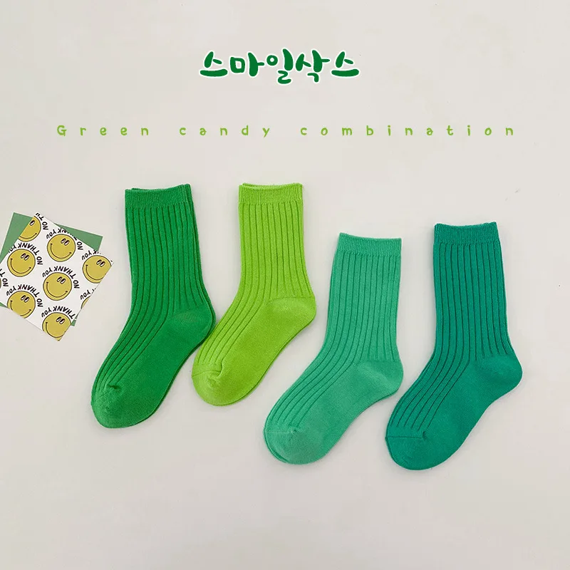 4 Pairs/lot Children Cotton Boys Girls Socks Cute Solid Color Baby Socks Spring Autumn Sport Socks for 3-12Y Kids