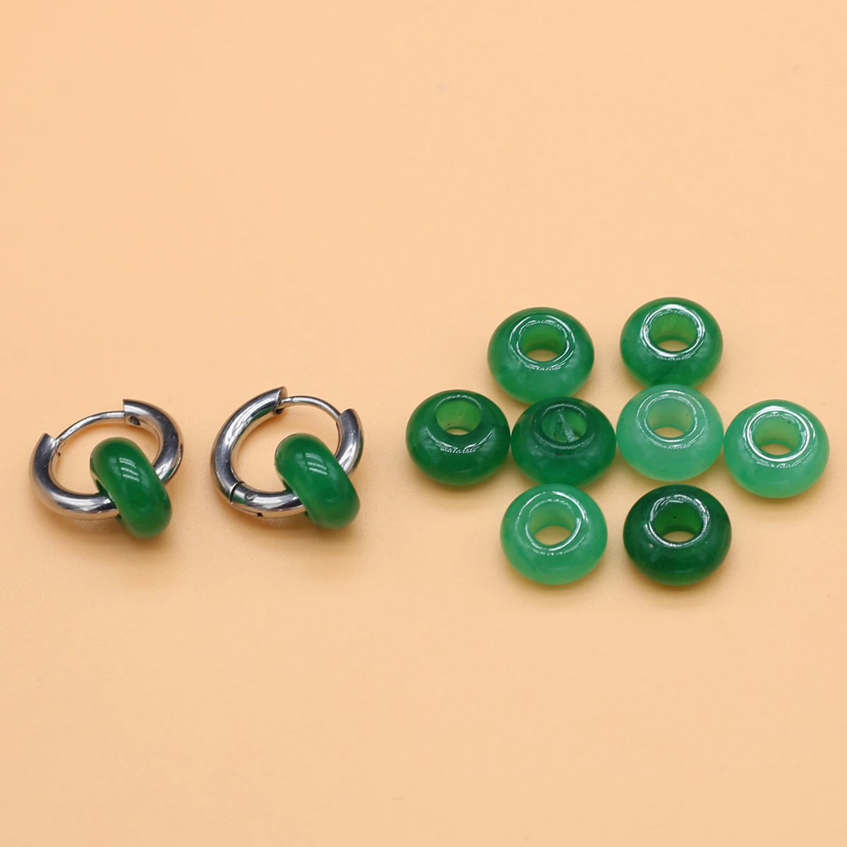 Big Hole Beads Malay Jade Natural Stone Loose Beads Hole Size 5*10mm Abacus Beads Powder Crystal Jade DIY Handmade Jewelry