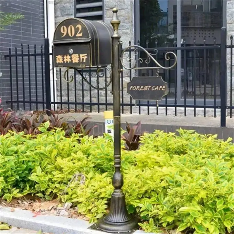 Letter European Outdoor Wrought Retro Mailboxes Villa Box Community Garden Iron Outdoor Rainproof Inbox Outdoor Floor Mailbox E
