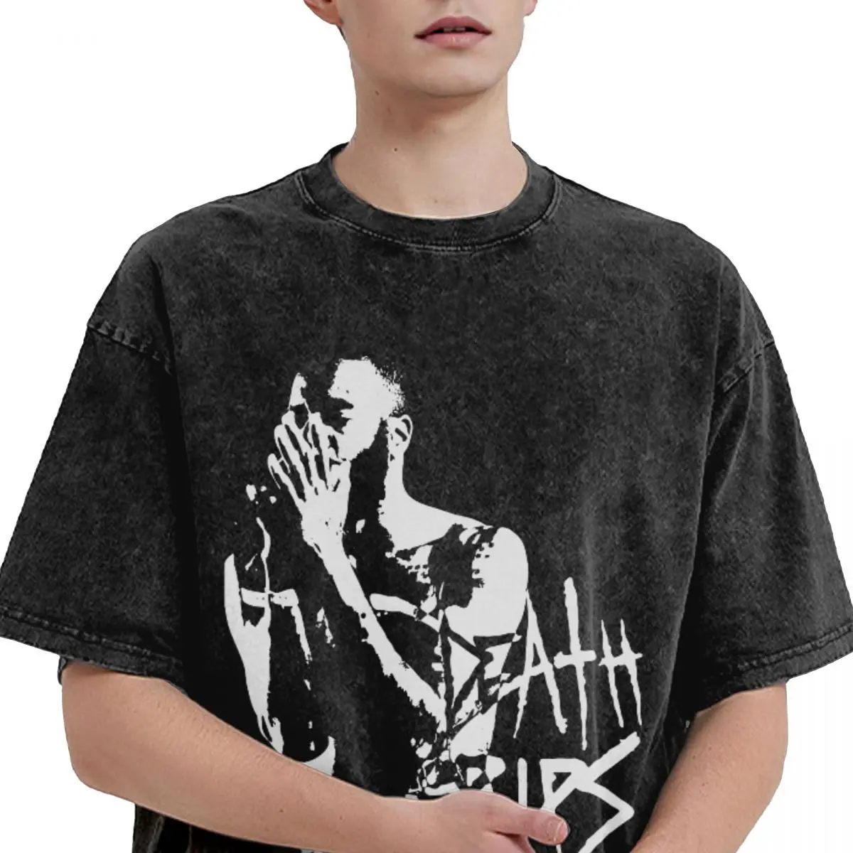 Washed T Shirts Death Grips MC Ride Hip Hop Vintage T-Shirt Street Streetwear Short Sleeve Summer Tops Tees for Men Women