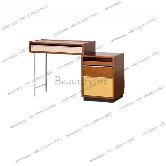 

12Medieval style solid wood dresser storage cabinet integrated master bedroom medieval style bedside table makeup mirror
