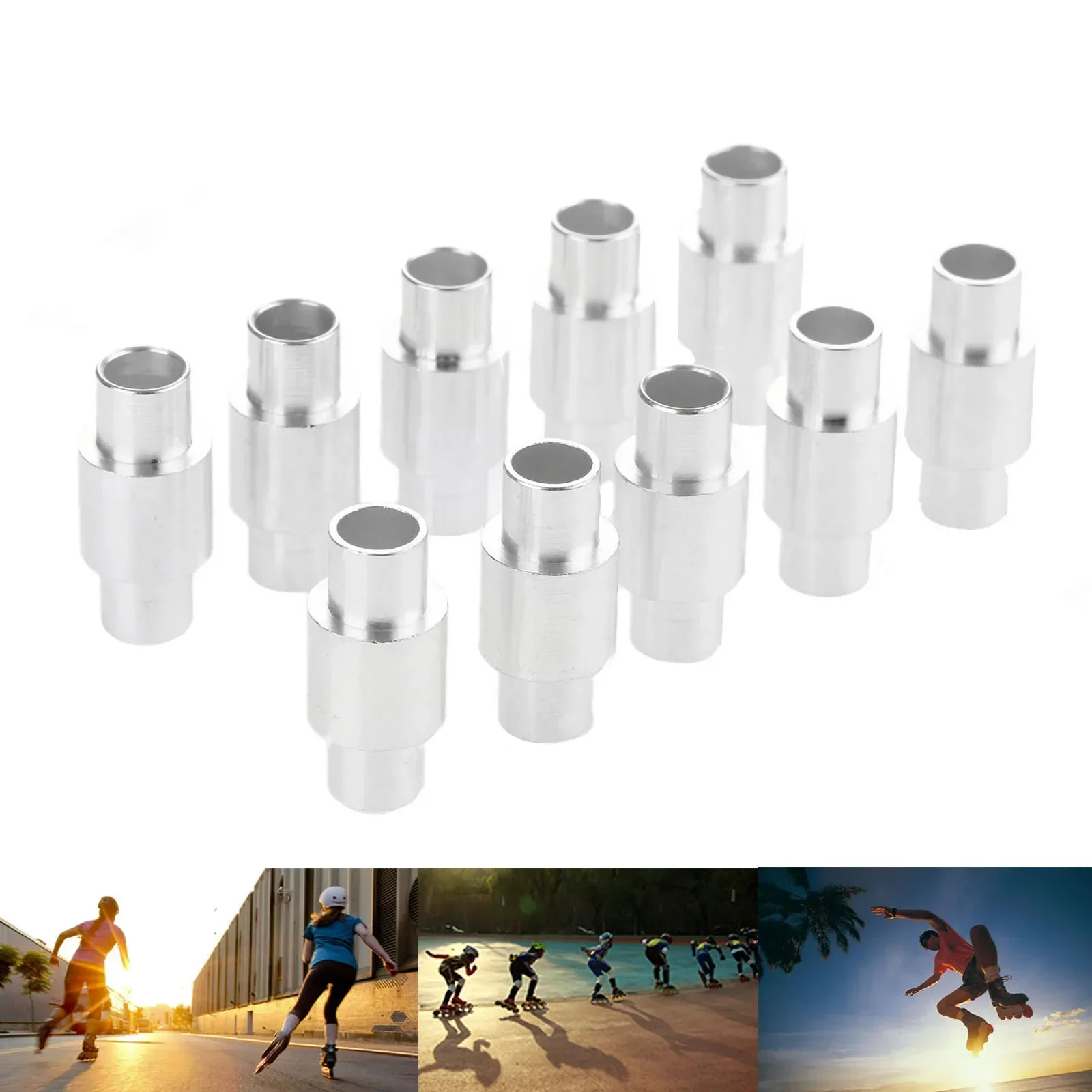 gohantee Skate Wheels Accessory 10PCS Aluminum Skate Wheel Bearing Spacers for Skateboards Stunt Scooter Wheel Speed Skate Wheel